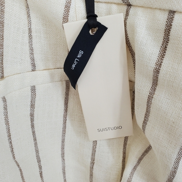 Suistudio Lane Classic Trousers in Off White Sand Stripe Size 32R NEW WITH TAGS - Picture 5 of 7